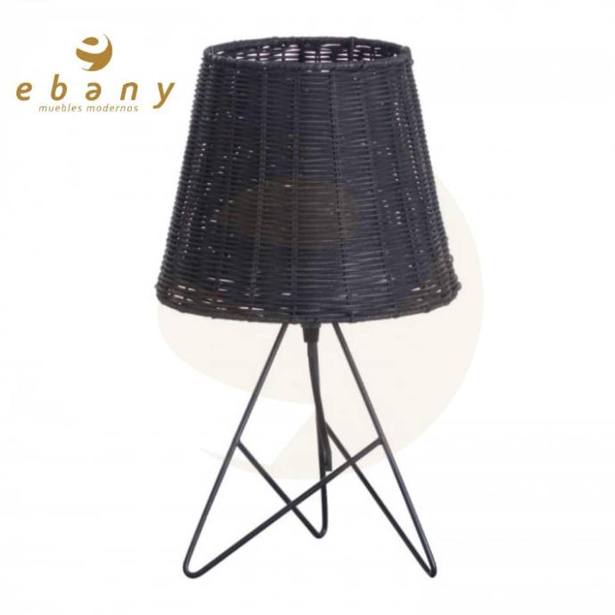 LAMPARA DE MESA YUAN METAL-RATTAN NEGRO DN22.5X37CM SEVEN ON DECO