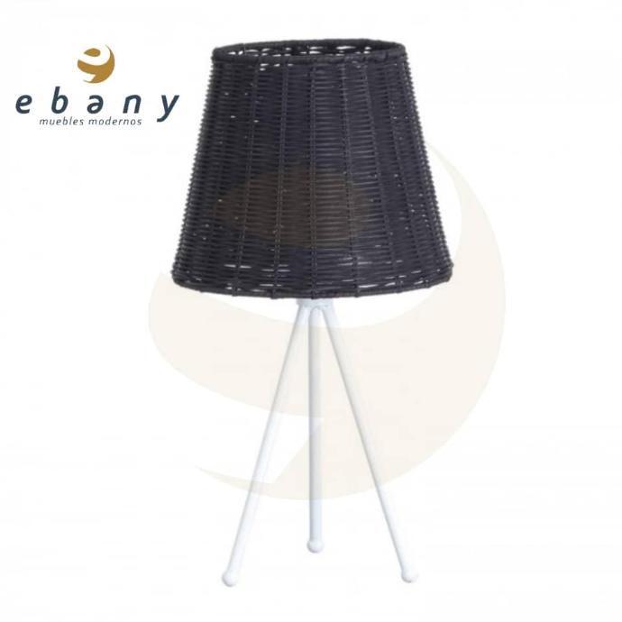 LAMPARA DE MESA YUAN METAL-RATTAN NEGROBLANCO DN22.5X37CM SEVEN ON DECO