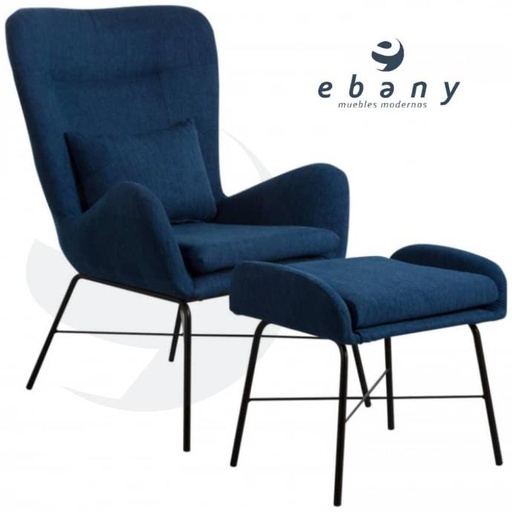 [80112] SILLON CON REPOSAPIES AZUL 66X84X100CM-52X41X45CM THINIA HOME