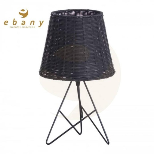 [51215] LAMPARA DE MESA YUAN METAL-RATTAN NEGRO DN22.5X37CM SEVEN ON DECO